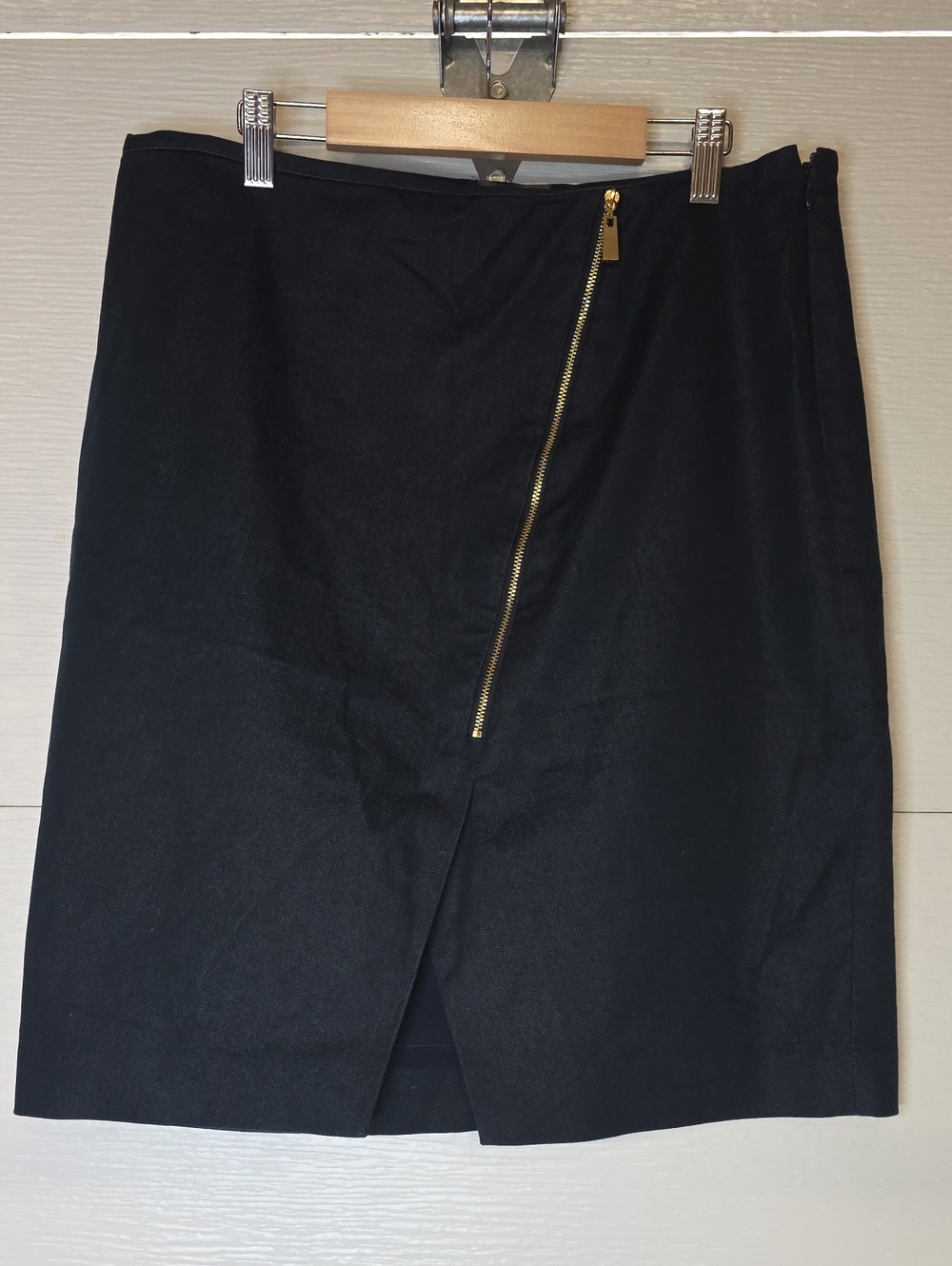 Vince Camuto Black Mini Skirt with Gold Zip Detail